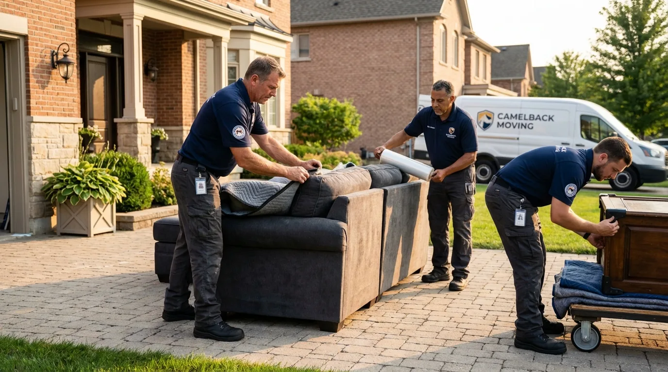 Large estate moving crew wrapping furniture in Thomaston, GA