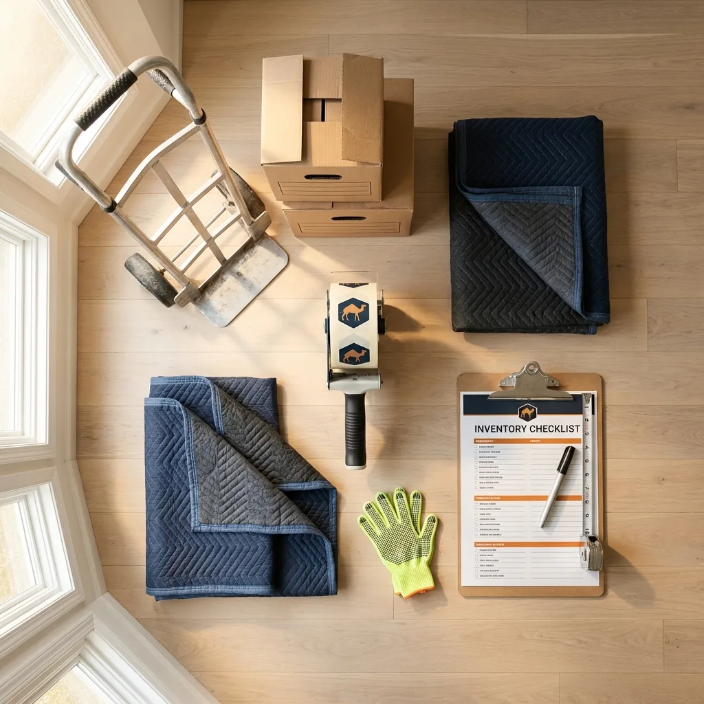 Professional moving supplies and packing materials layout for Thomaston residential relocations